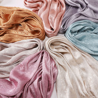 Foulard Châle Musulman Femme En Gros Léger Pailleté Satin Soie Fleur Crêpe Froissé Respirant Longue Mode Hijab