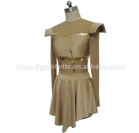 Costume de danse jazz filles à manches longues justaucorps robe courte enfants danse nue Anime Costumes nu Spandex danse robe moderne