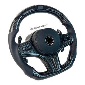 Volante de Coche Personalizado de Fábrica en Fibra de Carbono Negra con Cuero y LED para <span class=keywords><strong>BMW</strong></span> G20 G28 G30 G38 G32 G31 G87 - Product Image 2