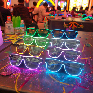 2023 nuovi prodotti Party Favor USB ricaricabili Multi colori <span class=keywords><strong>occhiali</strong></span> di luce a <span class=keywords><strong>LED</strong></span> <span class=keywords><strong>con</strong></span> logo personalizzato - Product Image 5