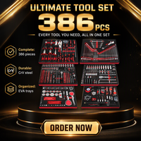 Ensemble d'outils à main professionnels pour mécaniciens de 386 pièces avec inserts en mousse EVA pour coffre à outils, armoire, chariot, garage, réparation