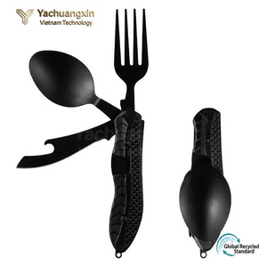 Ensemble de couverts de camping en acier inoxydable pour 2 personnes, pour pique-nique en plein air, cuisine moderne, vaisselle écologique, couteau, fourchette, cuillère - Product Image 2