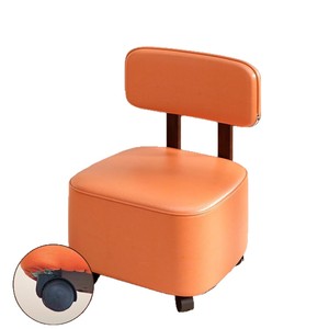 Tabouret à roulettes et dossier en cuir PU imperméable, avec roues silencieuses, pour le nettoyage des joints, les salons, la crèche, tabouret de travail mobile et portable - Product Image 6