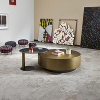 Table basse ronde de ferme italienne moderne rangement en métal doré matériaux en bois pour salon meubles de maison verre matériel