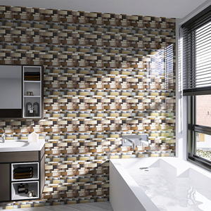 Mosaicos de cristal hechos a mano marrones rectangulares grandes de estilo <span class=keywords><strong>vintage</strong></span> de fabricación de Foshan para diseño de pared de baño - Product Image 2