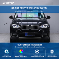 Phares HETOP X5 F15 X6 F16 2014-2018, double couleur, personnalisation spéciale, quatre feux de proche, huit feux de lointain, avec une touche bleue LED unique pour BMW
