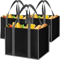 Sacs d'épicerie pliables réutilisables SpaceWhisper en non-tissé, grands (plus de 50 cm), avec longues poignées [lot de 3], résistants aux taches d'eau pour la cuisine et la voiture