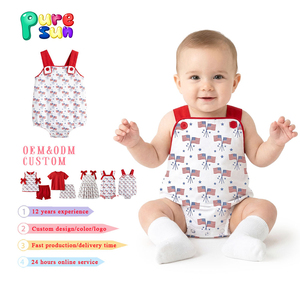Puresun Tutina Estiva per Bambini con Bretelle Personalizzate, Stampa Bandiera 4 <span class=keywords><strong>Luglio</strong></span>, Body Senza Maniche per Neonati e Bambini - Product Image 1