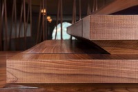 Rampe d'escalier en verre, garde-corps en bois massif et acier inoxydable, design moderne, durable, pour usage intérieur, écologique, pour balcons et villas