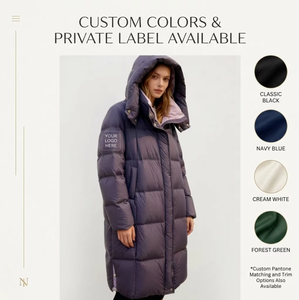 Parka d'hiver <span class=keywords><strong>longue</strong></span> imperméable et coupe-vent pour <span class=keywords><strong>femme</strong></span>, veste matelassée décontractée et ample avec capuche en velours et rembourrage en duvet de canard - Product Image 2