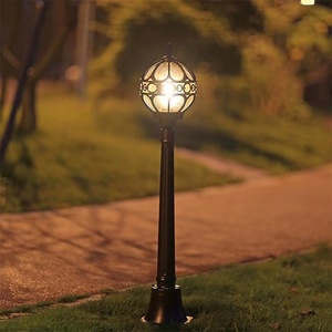 Aluminum Outdoor Lawn <b>Light</b> <b>LED</b> 2700K Warm White IP65 Water-Resistant Glass Shade Garden Lamp Post Solar Powered <b>Motion</b> <b>Sensor</b> - Product Image 3