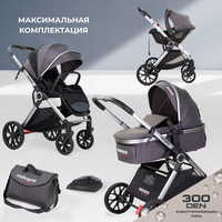 Poussette Bébé 2026 Nouveauté Chaudement Recommandée, Châssis en Alliage d'Aluminium, Panier de Sommeil Multifonctionnel, Peut Être Utilisé en Position Assise ou Allongée, Pliable 3-en-1, Capacité de Charge 15kg