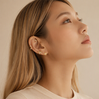 Boucles d'oreilles pendantes longues à pampilles Maina, style fleur et papillon, en acier inoxydable avec zircon, pour piercing cartilage et hélix