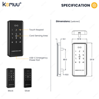 KEMUU TTlock App kartu kode Pin, laci pintu kabinet dapur Aluminium pintar kabinet Rfid kunci pintar kabinet