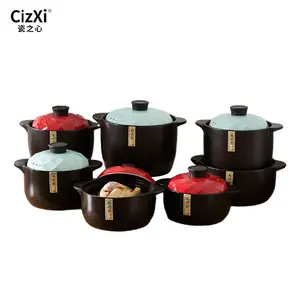 Multi-size red and green Cover Ceramic Casserole Restaurant Kitchen Household Open Fire Soup Pot