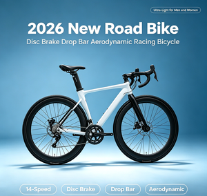 2026년형 로드 바이크, 디스크 브레이크 <span class=keywords><strong>드롭</strong></span>바 에어로다이나믹 레이싱 자전거, 남녀공용 초경량, 14단 변속 - Product Image 1