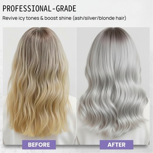 Shampooing et revitalisant violet sans sulfate, neutralise les tons cuivrés, revitalise les tons glacés pour cheveux cendrés/argentés/blonds, OEM ODM - Product Image 5