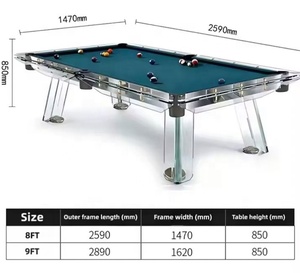 Table de billard en verre de style moderne, table de billard de 7 pieds, 8 pieds, 9 pieds, snooker - Product Image 2