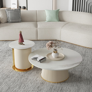 Table d'appoint personnalisée haut de gamme moderne café thé pierre de marbre fritté ardoise dessus résistant aux rayures usage domestique ensemble de table basse - Product Image 6