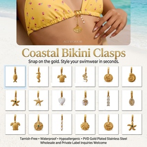 Cierres de Bikini Estilo Costero |   Charm de Acero Inoxidable Chapado en Oro PVD de 18K para Ropa de Playa con Clip |   Resistente al agua, hipoalergénico y sin deslustre - Product Image 1