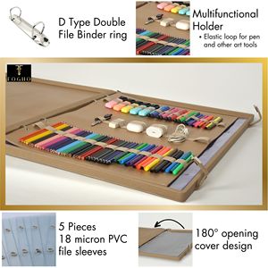 A2 Leather Binder Portfolio Giftable Padfolio Folder for Artists <b>Interior</b> <b>Accessory</b> with Painters and Art Supplies - Product Image 4