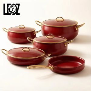 Juego <span class=keywords><strong>de</strong></span> Utensilios <span class=keywords><strong>de</strong></span> Cocina <span class=keywords><strong>de</strong></span> Lujo, Acero Inoxidable con Revestimiento <span class=keywords><strong>de</strong></span> Mármol Rojo, Cacerola y Sartén <span class=keywords><strong>Antiadherentes</strong></span> <span class=keywords><strong>de</strong></span> Alta <span class=keywords><strong>Calidad</strong></span> - Product Image 1