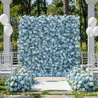 GNW Mur floral bleu personnalisé, dernière conception, toile de fond de fleurs artificielles pour scène de mariage et décoration de fête – Vente chaude