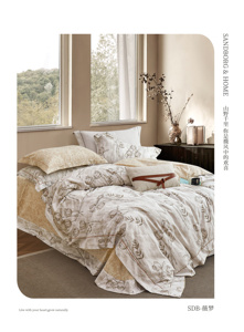 Juego de Ropa de Cama de Satén Estampado 100% Algodón Natural - <span class=keywords><strong>Funda</strong></span> de Edredón y Fundas de Almohada con Bordado de Líneas - Product Image 3