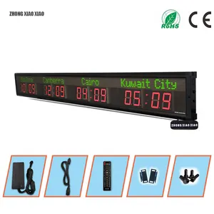 Zhongxiaoxiao-Reloj de zona horaria 4, reloj digital led multizona con pantalla led