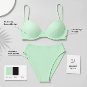 <span class=keywords><strong>Costume</strong></span> da bagno bikini a vita alta da <span class=keywords><strong>donna</strong></span>, set con top con ferretto e slip <span class=keywords><strong>sgambato</strong></span>, in spugna, taglie forti, anti-UV, ecologico - Product Image 1