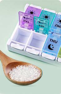 Еженедельная коробка для таблеток для витаминных лекарств, вращающийся дорожный контейнер для таблеток, 14 отделений, большой 7-дневный органайзер для таблеток - Product Image 5