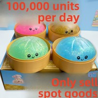 Nouveaux jouets anti-stress scintillants TPR 18 cm, pain vapeur souple à visage souriant, finition gelée pailletée dorée, emballés individuellement Mogo