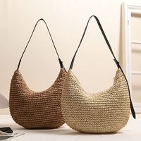 2025 Alibaba tendencia ganchillo bolso tejido de paja nueva moda bolso de playa viaje salvaje vacaciones bolso de hombro