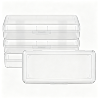 Lot de 4 trousses à crayons classiques en plastique transparent multifonctionnelles avec règle longue et couvercle pour l'école, le bureau et les loisirs créatifs