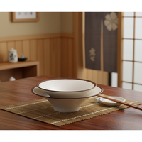 Bol à ramen conique en mélamine de 6,4 pouces avec bord brun, nouveau style