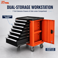 Armoire à roulettes robuste RTTOOL OEM avec 7 tiroirs, système de verrouillage à clé et kit d'outils