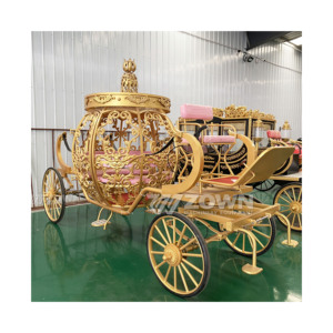 Chariot de mariage citrouille doré motorisé lumineux de haute qualité, chariot de mariage citrouille Cendrillon - Product Image 2