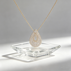 Collar al por Mayor de Hengdian, Chapado en Oro, Latón, Bañado en Oro de 18K, con Colgante de Lágrima Completamente Adornado con Circonitas AAA - Product Image 4