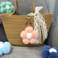 Porte-clés créatif en peluche douce et écologique en forme de fleur, joli petit pendentif de sac, accessoires pour téléphone portable, cadeau pour voiture