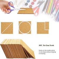 Feuilles de carrés de liège solides auto-adhésives de 4 pouces, planche de liège réutilisable, Mini tapis de carreaux de liège muraux pour sous-verres et artisanat de bricolage