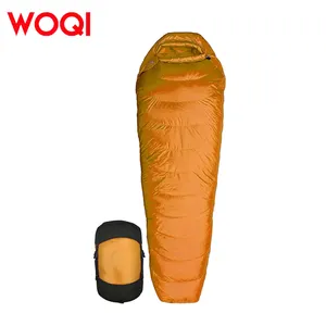 Kantong tidur WOQI, kualitas tinggi tahan angin dan tahan air dewasa berkemah Mummy Down cocok untuk cuaca dingin