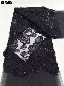 New Hot Bán vàng Dubai thanh lịch handmade đính cườm ren sang trọng pháp ren với sequins vải cho đám cưới cho Đảng - Product Image 3