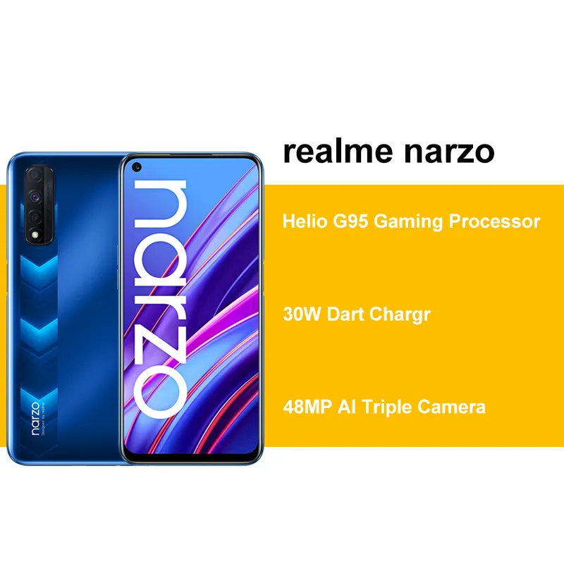 Wholesale Smartphone realme narzo 30 Global Version 6GB 128GB Helio G95 Processor 90Hz Display Mobile Phones realme