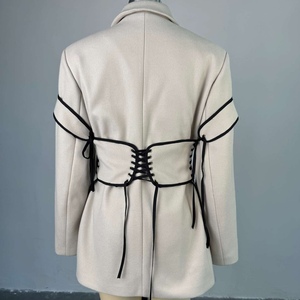 2026 OuYaan <strong>Women's</strong> New Commuter Suit Collar Long Sleeve <strong>Tweed</strong> Jacket Tie <strong>Waistcoat</strong> 2 Piece Set - Product Image 4