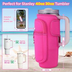 Portavasos Bogg Bag para bebidas Stanley de 40/30 oz con bolsillo para teléfono y gancho para llaves, compatible con bolsos de playa Simply Southern Simple Modern Tote. - Product Image 4