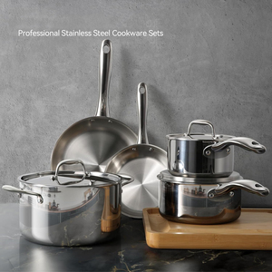 Ensemble de casseroles et poêles antiadhésives <span class=keywords><strong>en</strong></span> acier inoxydable avec logo personnalisé, couvercles <span class=keywords><strong>en</strong></span> verre amovibles, pour la cuisine à domicile - Product Image 5