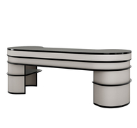 Table d'ordinateur en cuir PU haut de gamme de luxe italien, design inspiré de Wall Street, pour bureau à domicile, bureau de président, villa, bureau Morandi