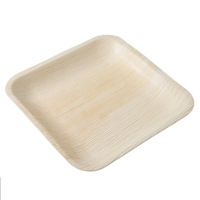 Assiette jetable en feuille de palmier de 10 "Plateau de service alimentaire | Assiettes en bambou biodégradables et naturelles 100% plats en bois