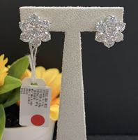 Anting-anting jepit bunga perak sterling 925 berkilauan grosir, perhiasan khusus pesta pernikahan wanita