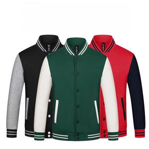 Giacca da baseball in cotone 100% felpa personalizzata a maniche lunghe con abiti da lavoro in velluto con logo stampato - Product Image 1